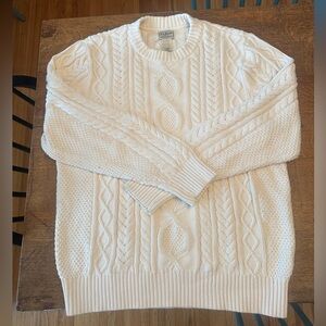 Men’s L.L. Bean Cream Cable Knit Crewneck Sweater